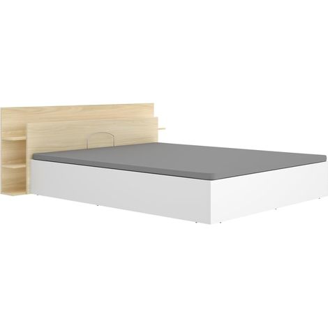Cabecero matrimonio + canape Teresa en roble claro-blanco, 71cm(alto) 181.2cm(ancho) 209.2cm(largo)