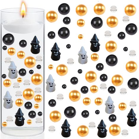 Remplissage Pour Vase - Perles Hydrogel Transparentes Et Décorations Thème Halloween Automne Noël - 6000 Pièces + Accessoires - Lot Complet (1/5)