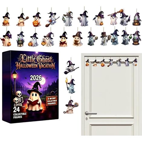 Calendrier de l'Avent Fantôme Halloween Décor fantôme effrayant acrylique  Calendrier Halloween Horreur Pour Garçons Filles Fête Automne Maison Hantée (1/5)