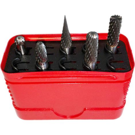 Fraises limes carbure de tungstène assortiment de 5 fraises Ø 6mm – Pour mini-meuleuses pneumatiques – Coupe nette sans éclat
