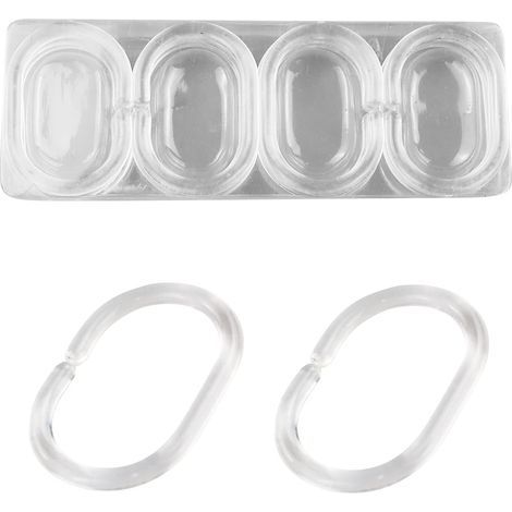 12 Duschvorhangringe – Kunststoffhaken – Leichtgängiges Gleitsystem – Feuchtigkeitsbeständig – Transparent – 5,6 x 3,9 cm (1/5)