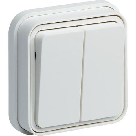 cubyko Double interrupteur va-et-vient encastré blanc IP55 HAGER WNE040B