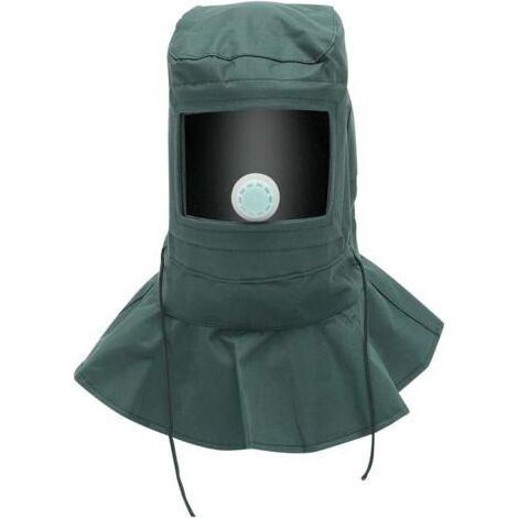 Cagoule De Sablage Masque Poncage Anti-Poussière, Chapeau Protection Peinture Pour Sableuse Avec Visière Transparente Et Soupape, Vert (1/5)