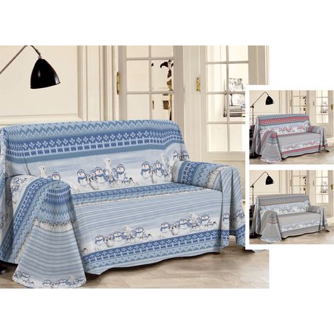 Telo Arredo Multiuso Linea Pensieri Delicati In Cotone Disegno Inverno Polare, misuraSingolocoloreBlu (1/5)