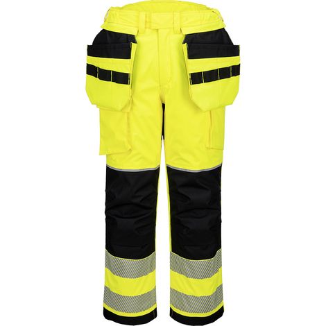 Pantaloni invernali + pioggia Holster Pw3 Modaflame Hv - Taglia XL - Giallo/nero - Portwest