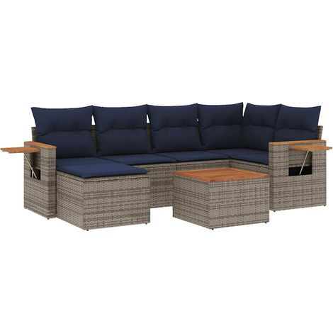 Maison Exclusive - 7-tlg. Garten-Sofagarnitur mit Kissen Grau Pol