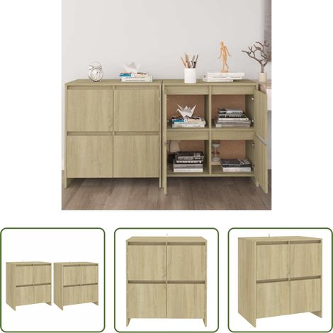 Holzwerkstoff - Sideboards 2 Stk. Sonoma-Eiche 70x41x75 cm Holzwerkstoff (1/5)