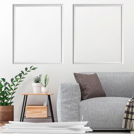 Lot de 2 moulures murales prédécoupées - 40 cm x 50 cm - Moulures murales en stuc - Accent autocollant - Décoration intérieure - Panneaux Wainscoting - Moulding pour chaise (24 mm x 13 mm) (1/5)