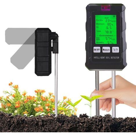 Testeur Humidité Plante. 6 en 1 Hygrometre Plante avec Fertilité du Sol/Humidité/pH/Température/Lumière Solaire/Humidité Ambiante. Humidimètre du Sol pour Jardinage. Agriculture et Plantes d'E (1/4)