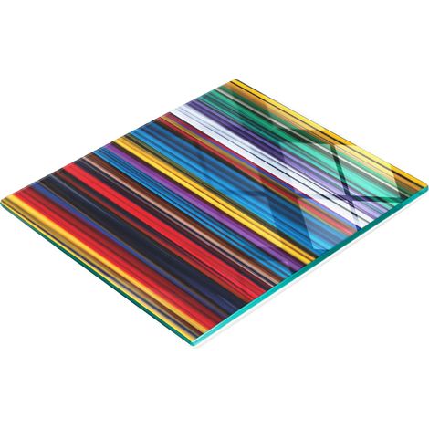 Tabla de cortar y servir decorativa de vidrio, rayas de colores, 60x52 cm (1/5)