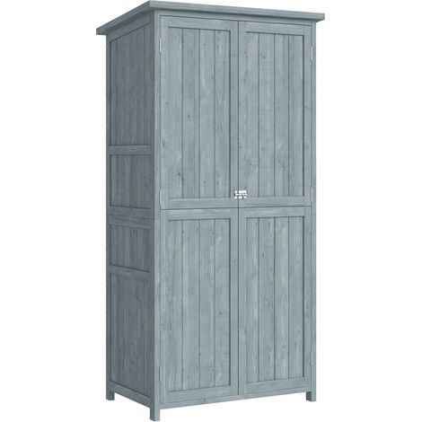 Armadio da Esterno 85x54x170 cm Capanno per Attrezzi con 2 Scaffali in Legno di Abete Grigio (1/5)
