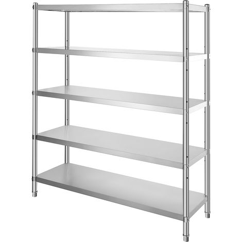 Mophorn 5-stöckiges Lagerregal, robustes Regal aus Edelstahl, 180 x 45 x 180 cm, Garagen-Organizer, 750 kg Tragkraft, höhenverstellbar