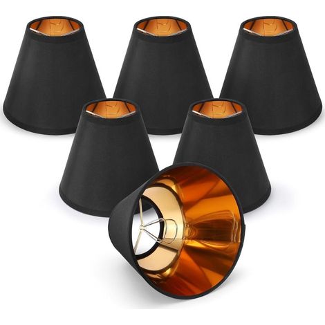 Lot de 6 petits abat-jours à pince, 7 cm x 15 cm x 12 cm. Abat-jours chandeliers pour lampes de table et appliques. (1/4)