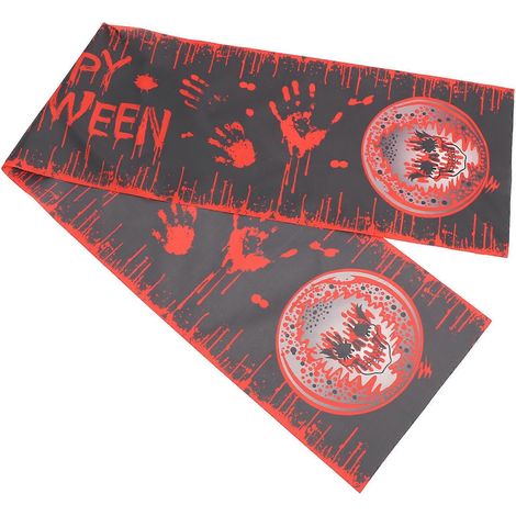 Nappe d'Halloween à motif palmiers ensanglantés, en polyester noir, pour décoration. (1/5)