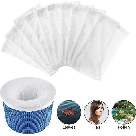 Filtres pour skimmer de piscine Betterlife, filtres en tissu de nylon flexible, filtrent le pollen, les feuilles et les cheveux (20 pièces, blanc) (1/5)