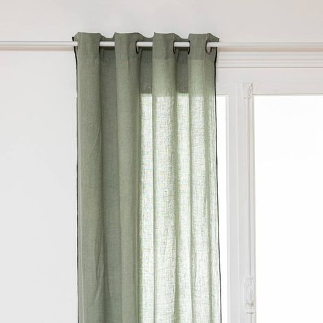 Cortina Linah lino - verde celadón - 130x260 cm - Atmosphera créateur d'intérieur