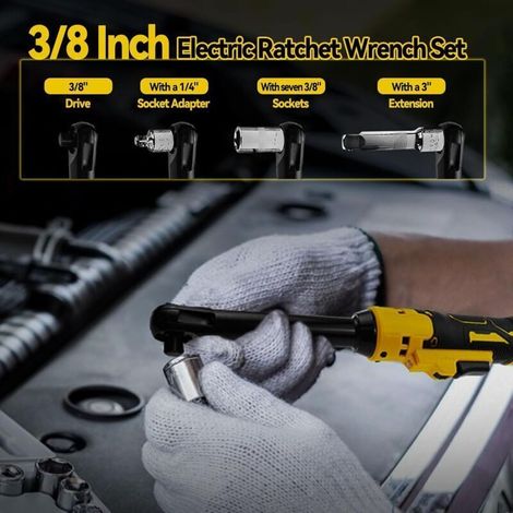 Dewalt 20V 3/8" Akku-Ratschenschlüssel, 16cm Verlängerungshals, 320 U/min, 80 Nm, mit integrierter LED-Leuchte und 8 Steckschlüsseln.