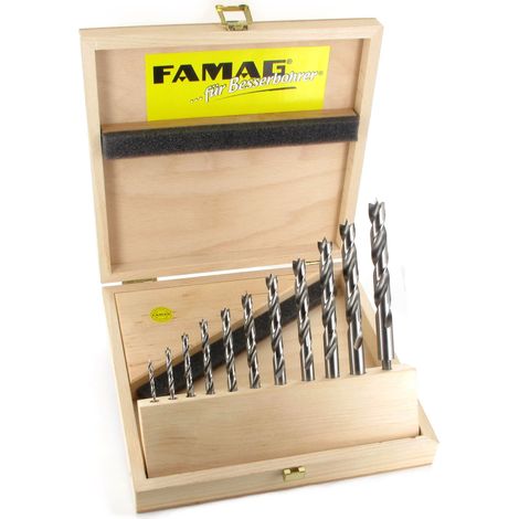 FAMAG lang 11-teilig. 3, 4,5,6, 7, 8, 9, 10, 11, 12 und 13mm im Holzkasten
