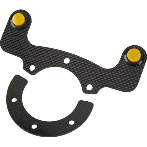 Kit Klaxon Volant Fibre de Carbone 6 Vis Bouton Modifié Universel Compatible Avertisseur Phares Jaune (1/5)