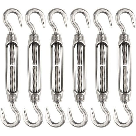 6 x M4 Adjustable 304 Stainless Steel Cable Tensioner and Hook for Wire Tensioner Cable Steel Rope Tensioner Hook (1/5)
