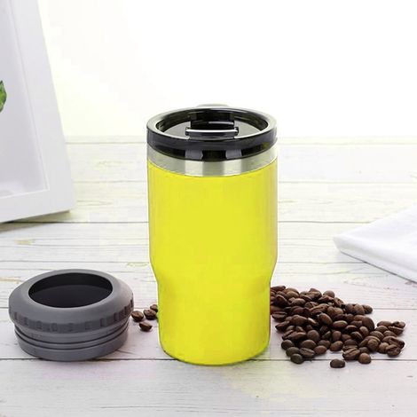 Porte-canette isotherme en acier inoxydable 304, 14 oz, pour boissons fraîches en voiture ou en extérieur, couleur jaune vif (1/5)