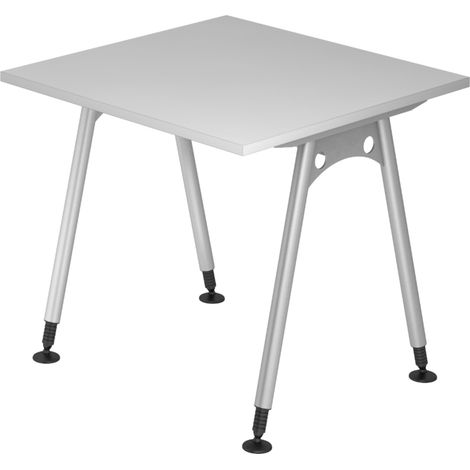 bümö Schreibtisch Serie-A Quadrat: 80 x 80 cm  Grau (1/5)