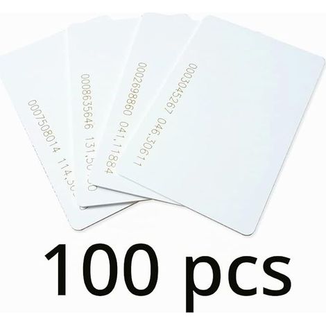 RFID Card 125KHz Proximity ID Smart Card Tag 0.8 mm Thickness TK4100 / EM4100 / EM4200 Read Only Card for Access Control System, White (1/2)