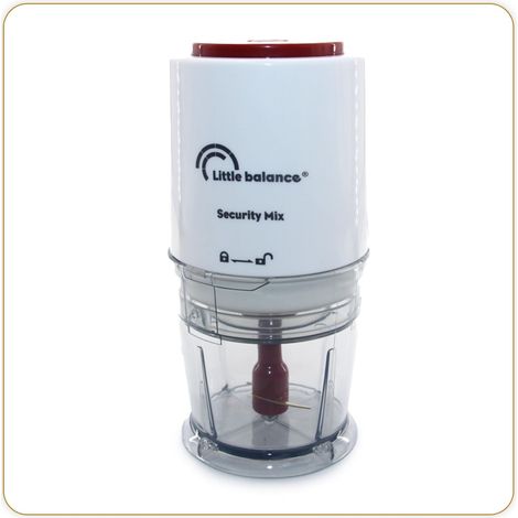 Mini hachoir électrique, Mini mixeur, Bol 250 ml, Lames titanium, 200 W, Blanc/Rouge (1/5)