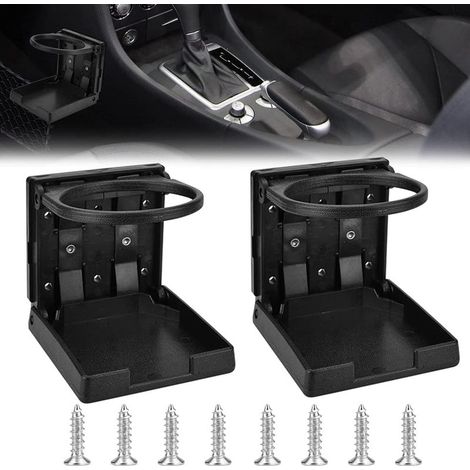 2 Pcs Porte-Gobelet Pliable pour Voiture, Plastique Noir avec Vis, Support Canette et Bouteille pour Auto et Bateau (1/4)