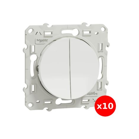Schneider - Odace 2011 - LOT de 10 Va-et-vient + Poussoir - Blanc - Ref. : S520285x10 (1/3)