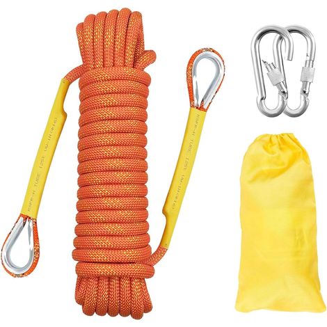 25m Corde d'escalade Statique 8mm Cordon Accessoire Équipement Corde d'évacuation avec 2 Mousquetons pour Équipement d'escalade sur Glace Sauvetage Incendie (1/5)