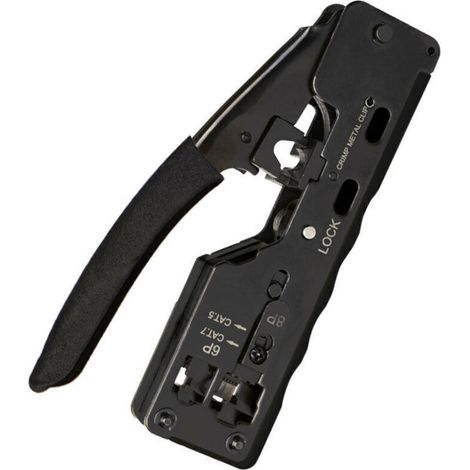 GJ669BK RJ45 Pince à Sertir Outil de Sertissage Outil de Réparation pour Prise Réseau CAT7 RJ45，noir-DOU