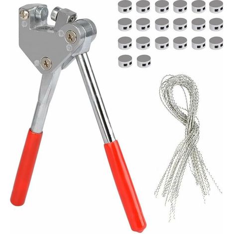 Pince À Sceller - Acier - Poignée Plastique Rouge - Pour Compteurs Électriques Et Gaz - 1 Pièce + 20 Plombs + 20 Fils De 17 Cm (1/5)