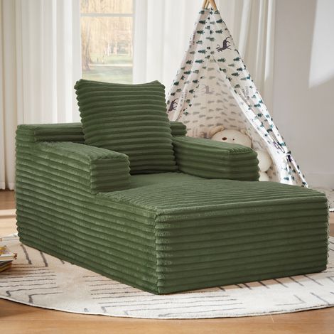 Chaise longue in velluto a coste, seduta imbottita senza montaggio, verde (1/5)