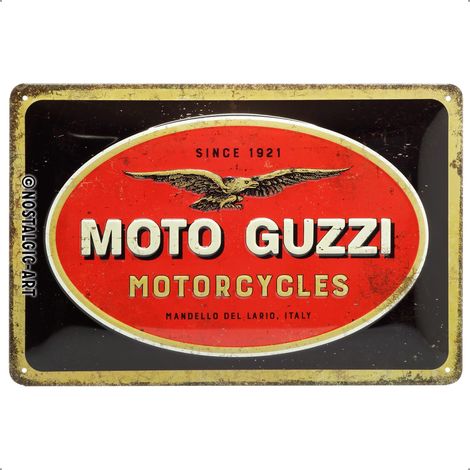 Nostalgic-Art Targa Vintage Guzzi Logo Motorcycles Idea Regalo per Amanti di Moto, in Metallo, Design Retro per Decorazione, 20 x 30 cm (1/5)