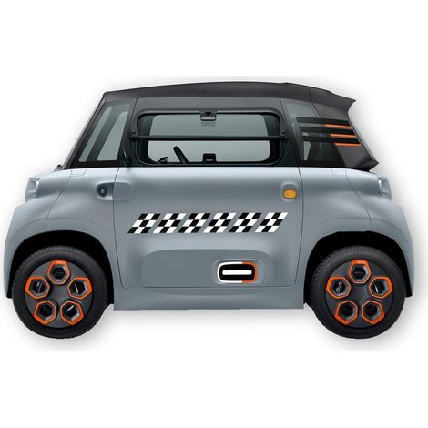KIT 12 AUTOCOLLANTS DECO "DAMIER" (2 COTES) POUR VOITURE SANS PERMIS ABS