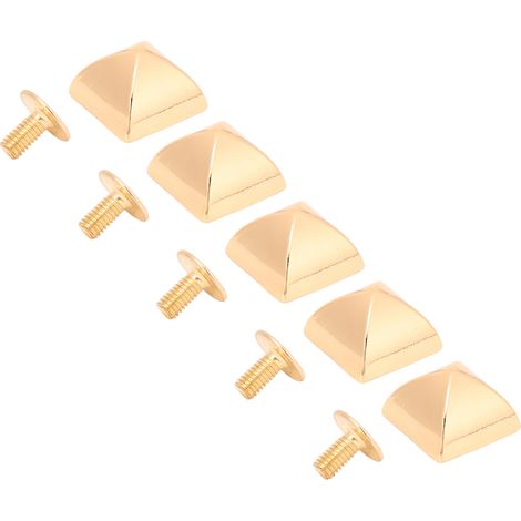 Lot de 20 rivets pyramidaux à 4 angles de 12 mm en alliage de zinc, à pointe carrée, pour ceintures, sacs, chapeaux et chaussures (dorés). (1/5)