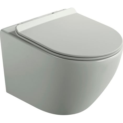 Cuvette de toilette suspendue Interno Tornado 49 cm avec abattant, gris clair mat