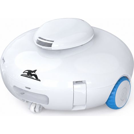 Roboter-Poolreiniger, kabelloser Roboter-Poolreiniger, 5000-mAh-Akku, 120 Minuten Akkulaufzeit, 120 Quadratmeter Reinigungsfläche, Doppelfiltersystem (Weiß)