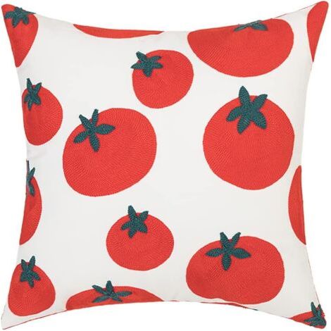 QORVA-Taie d'oreiller en coton brodée de fruits à motif tomate, housse de coussin décorative douce (tomate) (1/3)