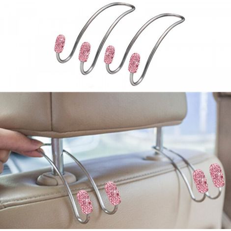 Accessoires de voiture roses pour femmes, 2 crochets décoratifs rose vif pour sacs et sacs, support de siège arrière durable, crochets de sac à main (1/5)