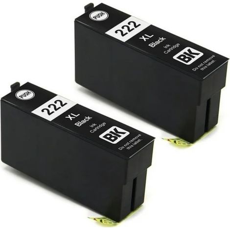 Cartouche d'encre compatible T222XL 222 XL noire de remplacement pour imprimantes Epson Workforce WF-2960 et XP-5200 (paquet de 2) (1/5)