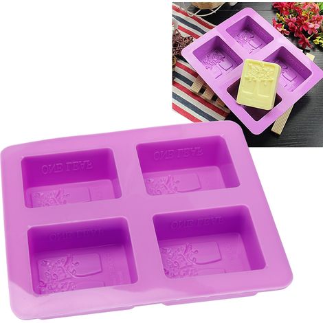 Moule à savon artisanal en silicone violet 4Gird, résistant aux hautes températures, pour la pâtisserie et la fabrication de gâteaux. (1/5)