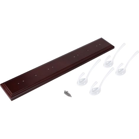 Porte-Clefs Porte-Parapluies Murale - Support 4 Crochets en Bois de Bambou et Alliage de Zinc - Pour Porte ou Mur - Lot de 1 (1/5)