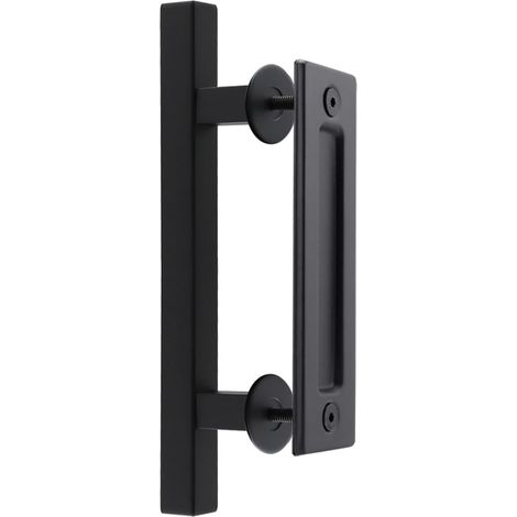30 cm Poignée Porte Coulissante, Ronde Poignée de Porte Noire Poignée pour Portails, Garages, Armoires (1/5)