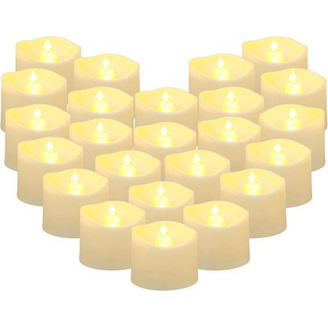 Lot de 24 bougies chauffe-plat LED sans flamme – Autonomie 100h – Pile bouton CR2032 incluse – Effet scintillant pour événements (1/5)
