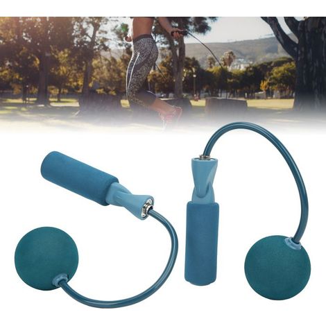 BelleRise - 2pcs corde à sauter sans fil – roulement double 360° – fitness cardio intérieur – bleu (1/5)