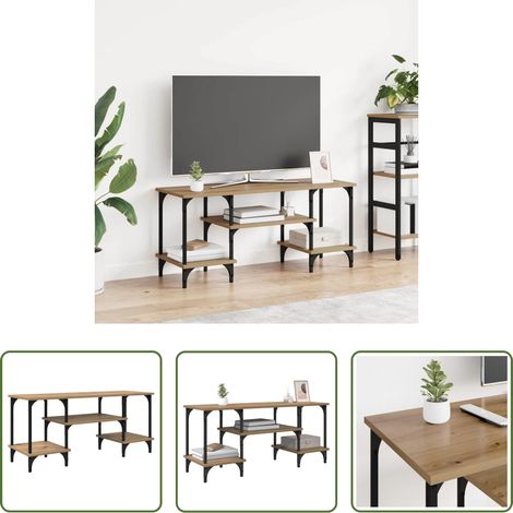 vidaXL Meuble de bureau - Meuble TV Chêne artisanal 102 x 35 x 45,5 cm (1/5)