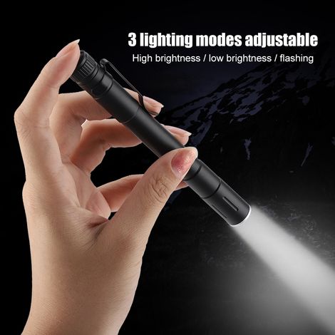 Hochleistungsfähige schwarze LED-Taschenlampe aus Aluminiumlegierung, Outdoor-Campinglampe, 3 Leuchtmodi, robuste Taschenlampe (1/5)