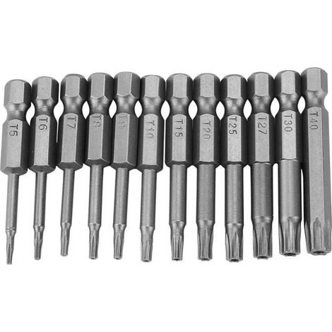 Embouts de tournevis 12pcs 50mm Creux Magnétiques à Tête Torx Embouts de Tournevis Electrique (1/4)